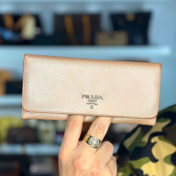 Prada Handbags - Prada Light Pink Long Flap Wallet